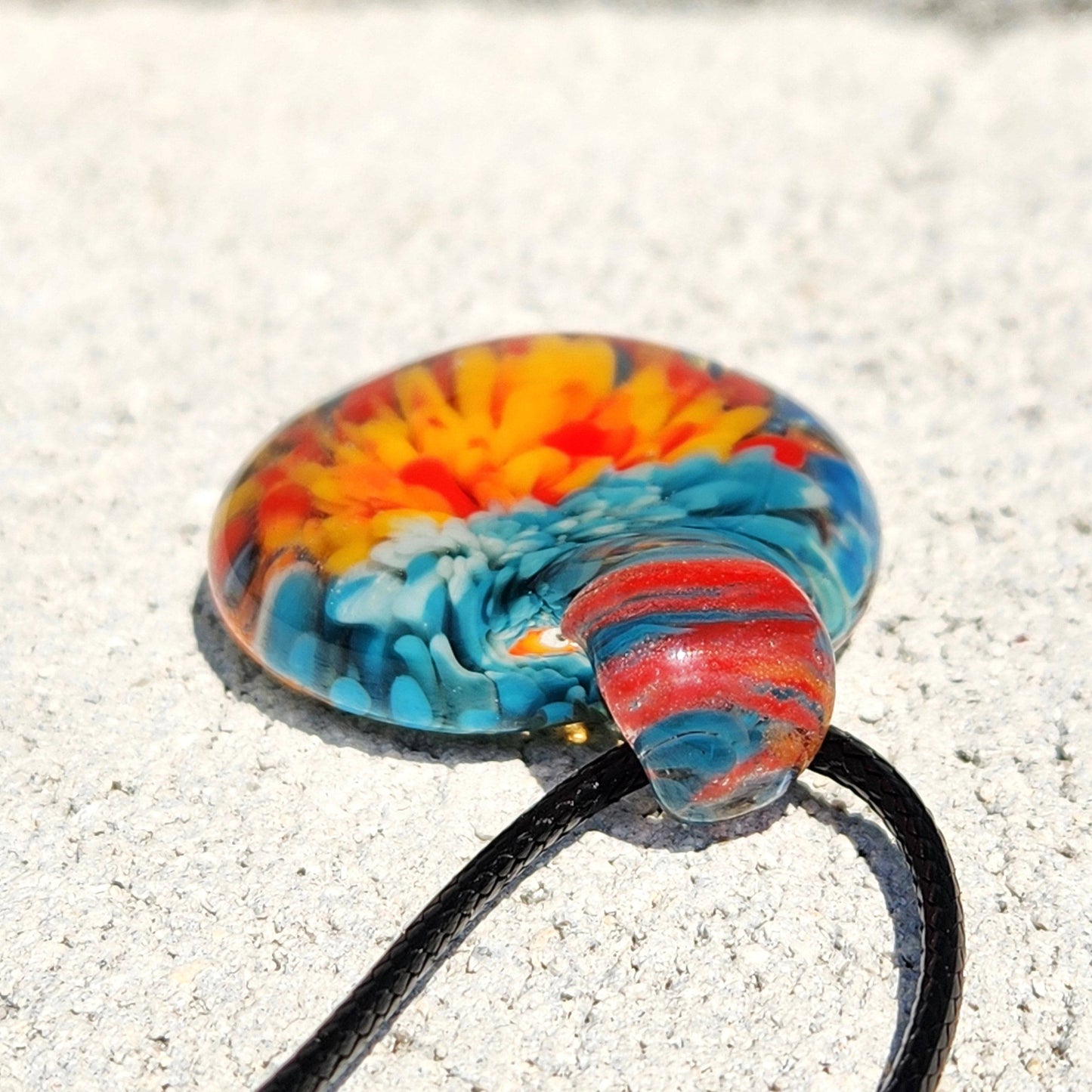 Sunset Swirl Blown Glass Pendant - Sunset Reflection in Water DragonFireGlass