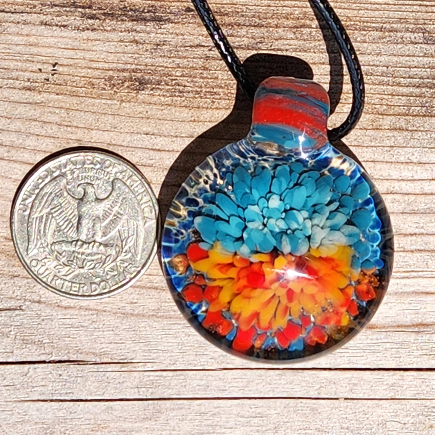 Sunset Swirl Blown Glass Pendant - Sunset Reflection in Water DragonFireGlass