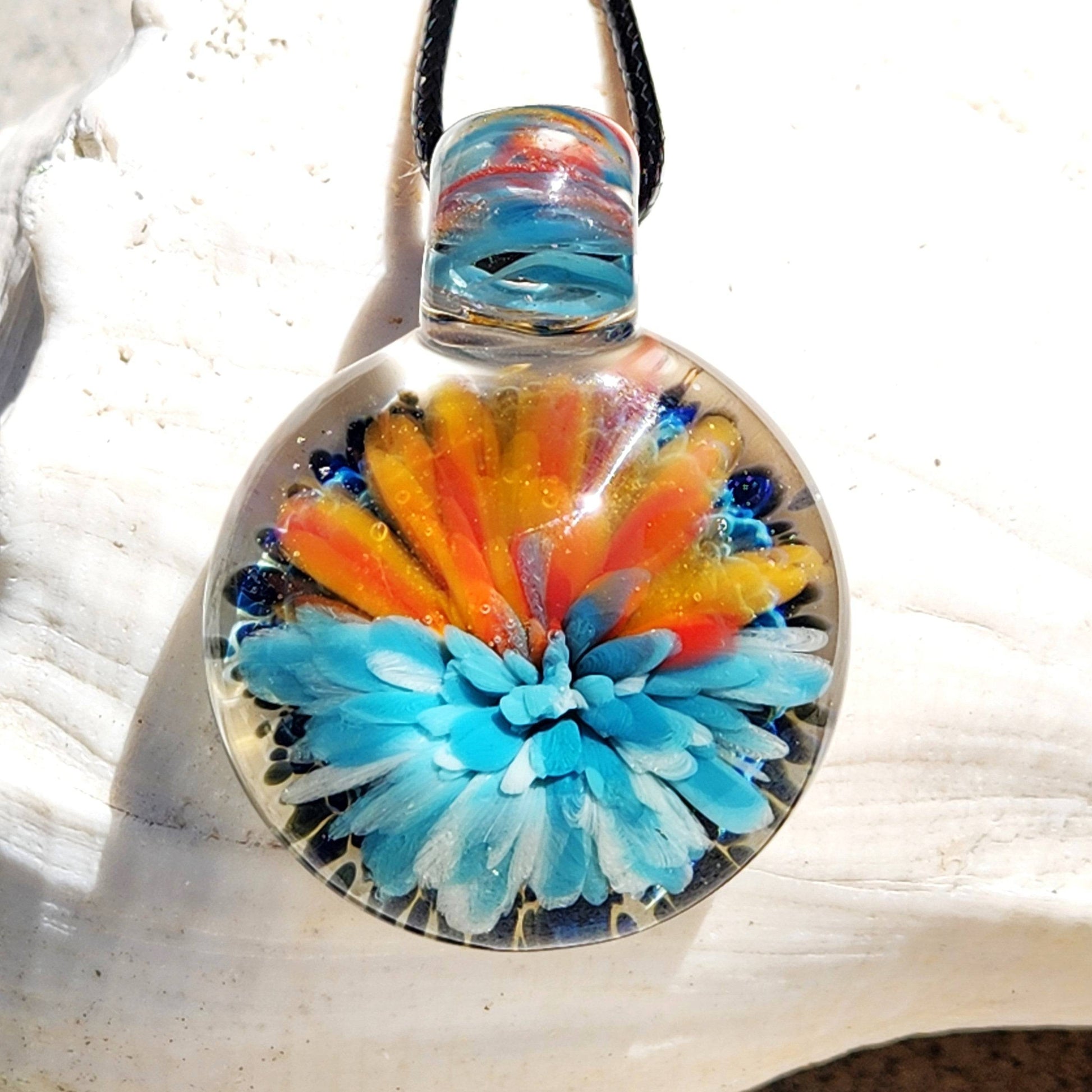 Sunset Swirl Blown Glass Pendant - The Last of the Sunset DragonFireGlass