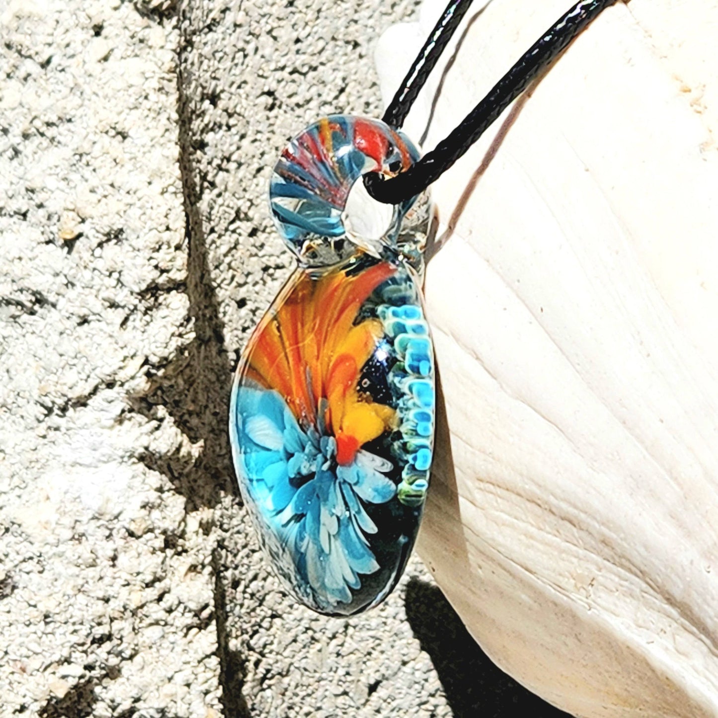 Sunset Swirl Blown Glass Pendant - The Last of the Sunset DragonFireGlass