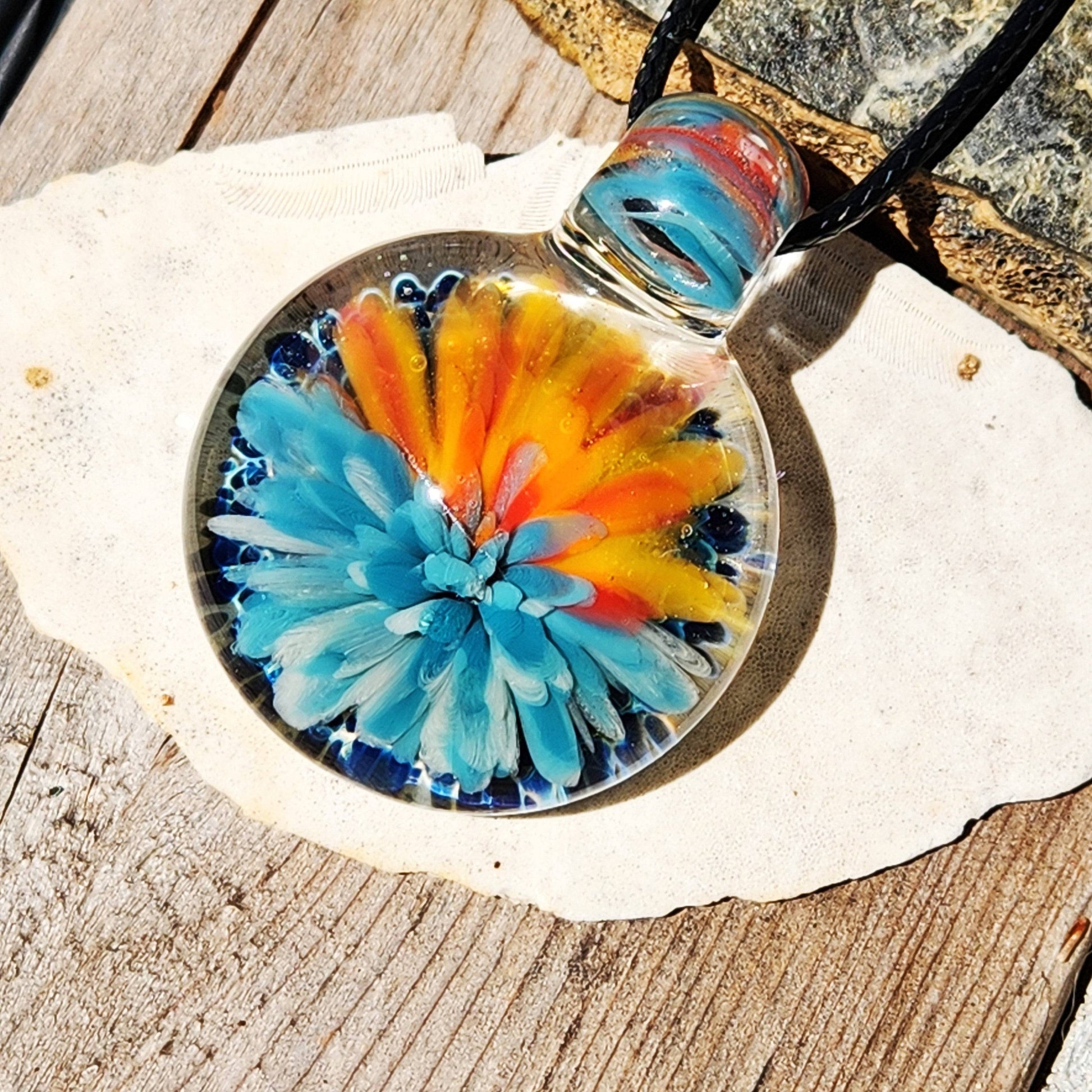 Sunset Swirl Blown Glass Pendant - The Last of the Sunset DragonFireGlass