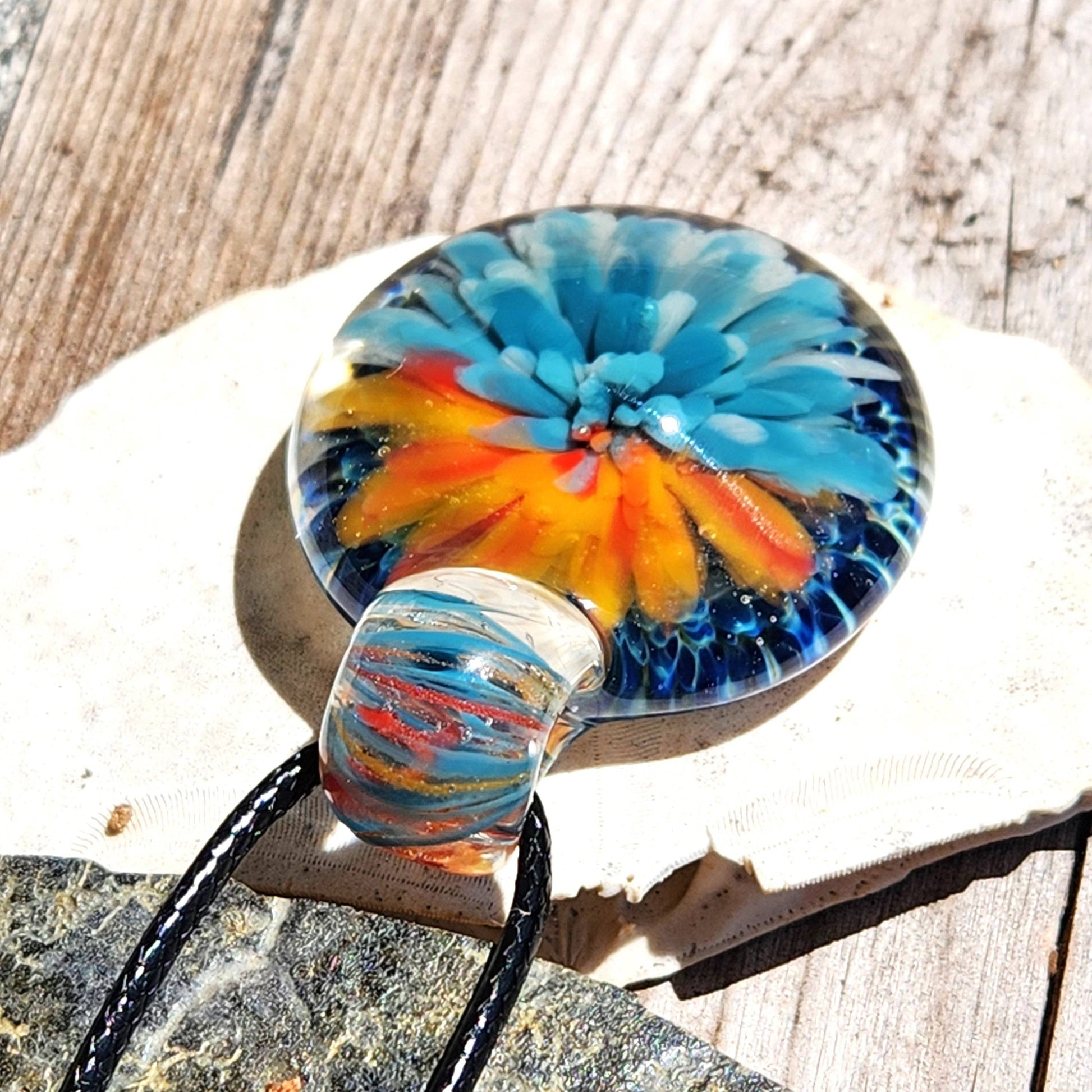 Sunset Swirl Blown Glass Pendant - The Last of the Sunset DragonFireGlass