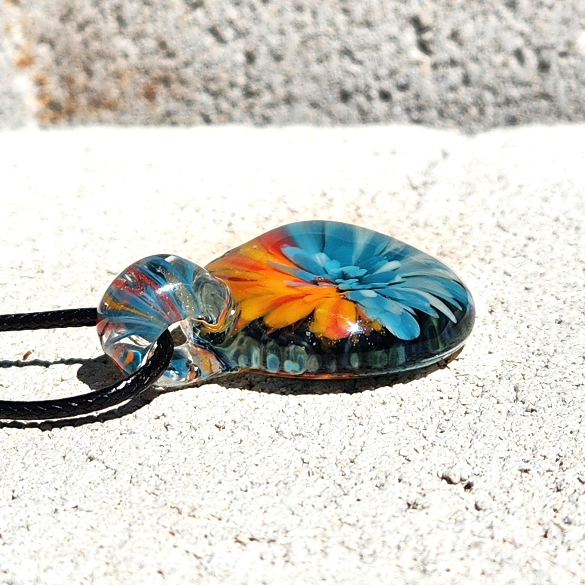 Sunset Swirl Blown Glass Pendant - The Last of the Sunset DragonFireGlass
