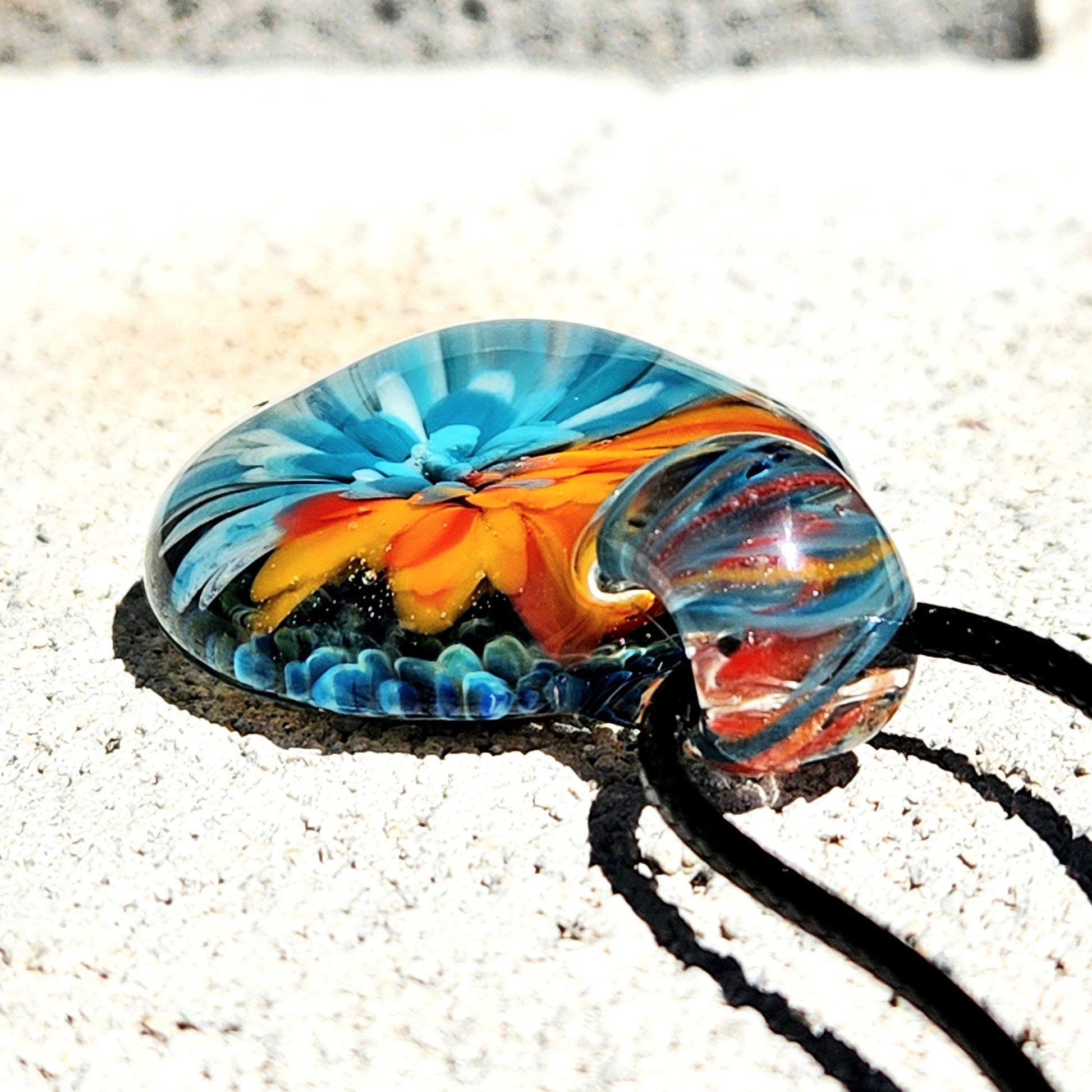 Sunset Swirl Blown Glass Pendant - The Last of the Sunset DragonFireGlass