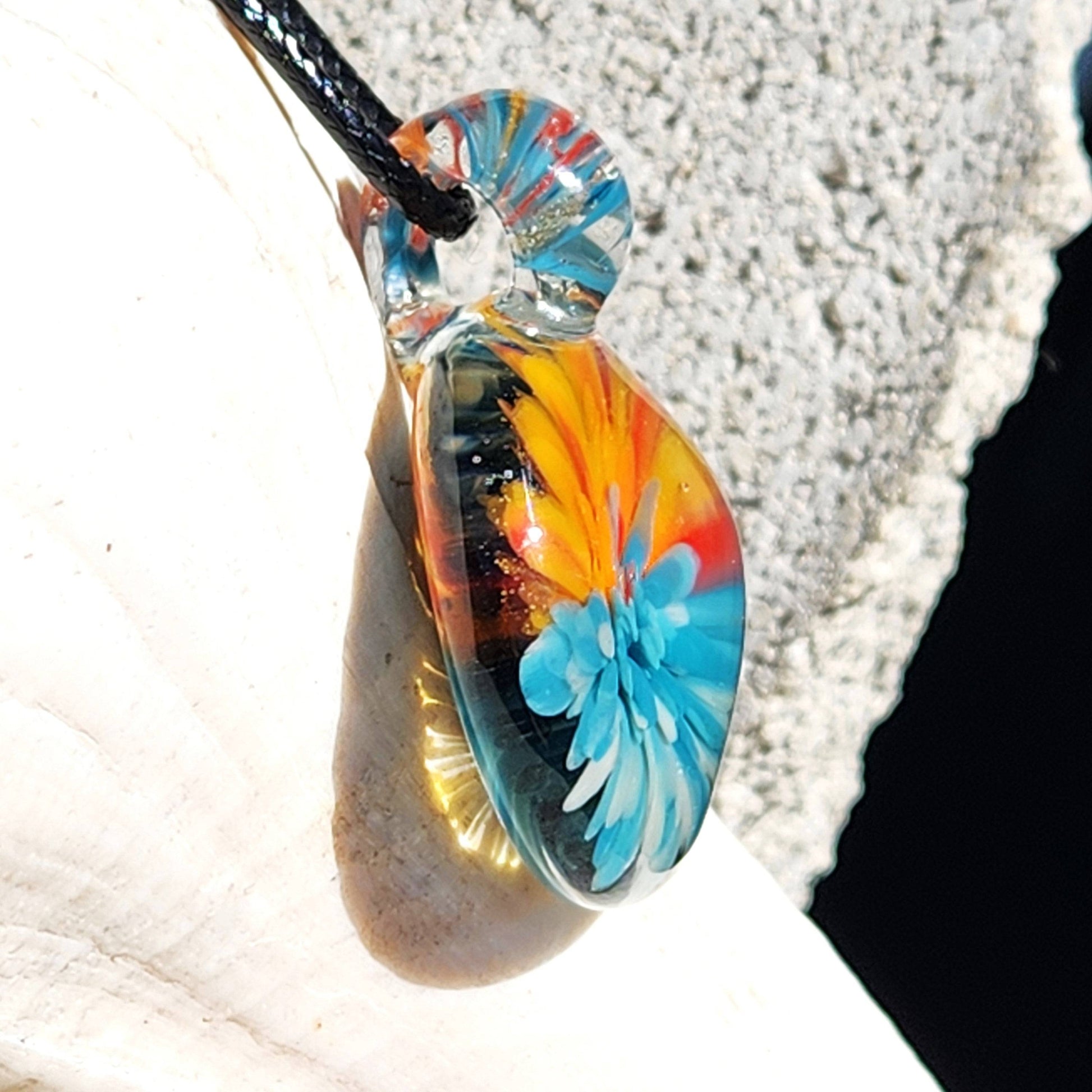 Sunset Swirl Blown Glass Pendant - The Last of the Sunset DragonFireGlass