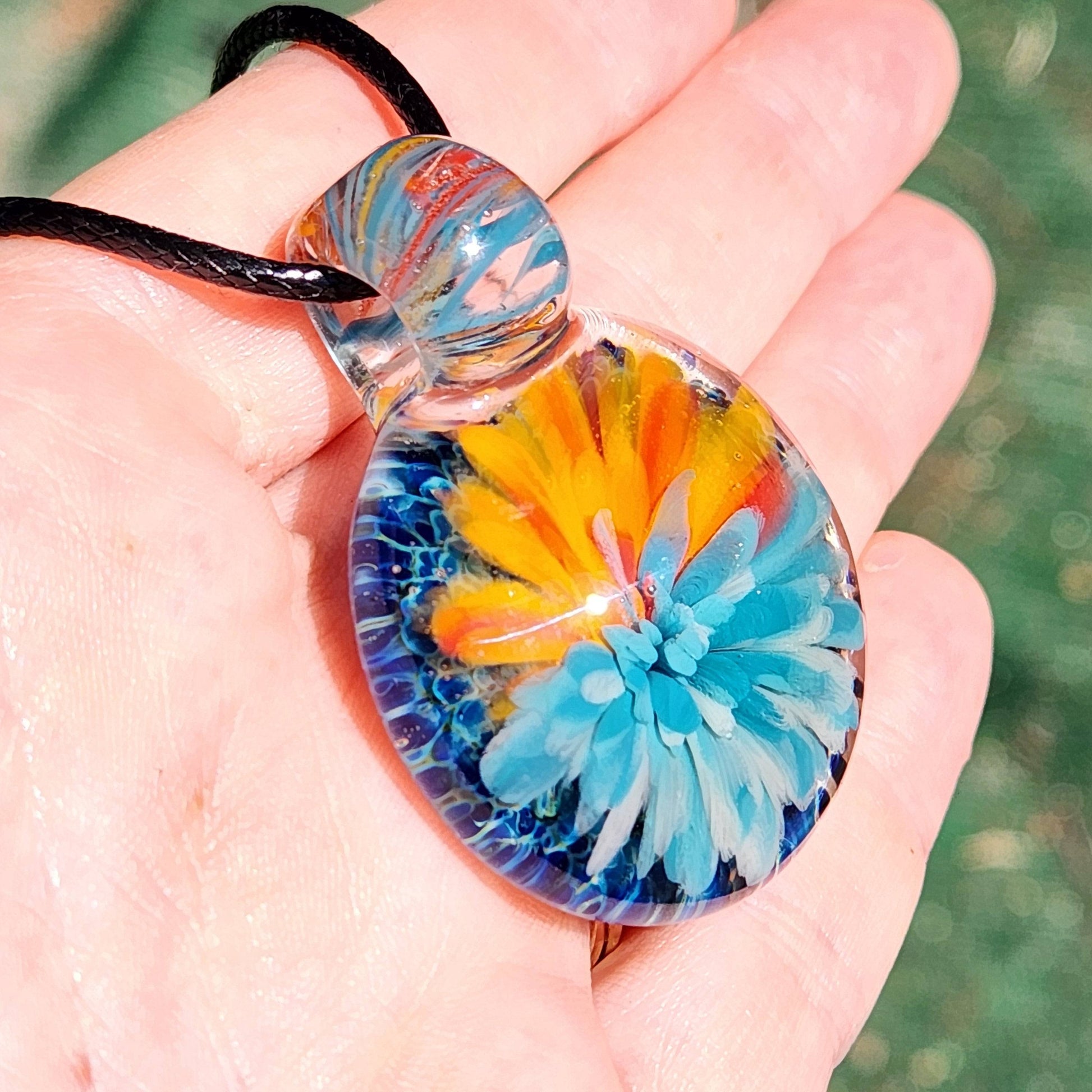 Sunset Swirl Blown Glass Pendant - The Last of the Sunset DragonFireGlass