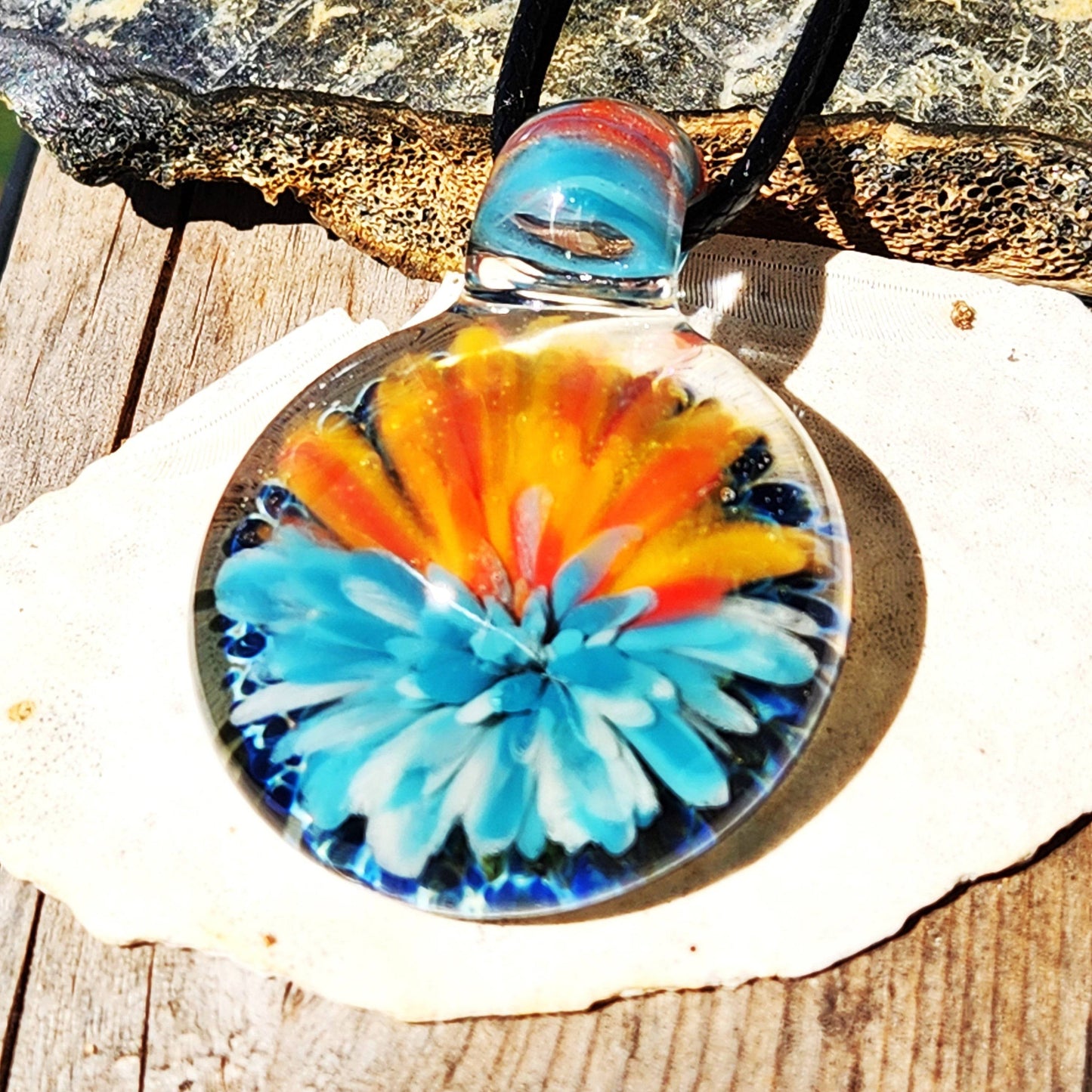 Sunset Swirl Blown Glass Pendant - The Last of the Sunset DragonFireGlass