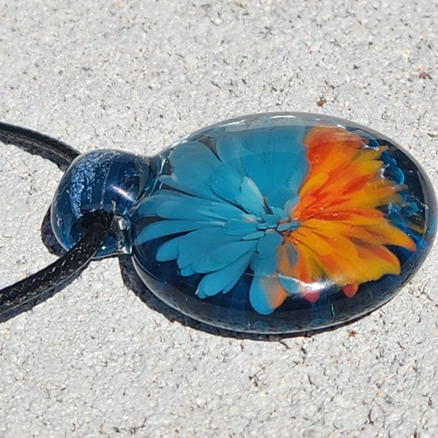 Sunset Swirl Blown Glass Pendant - The Storm at Sundown DragonFireGlass