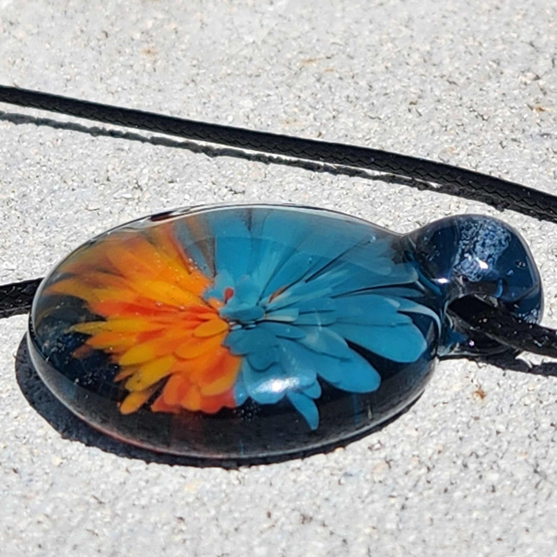 Sunset Swirl Blown Glass Pendant - The Storm at Sundown DragonFireGlass