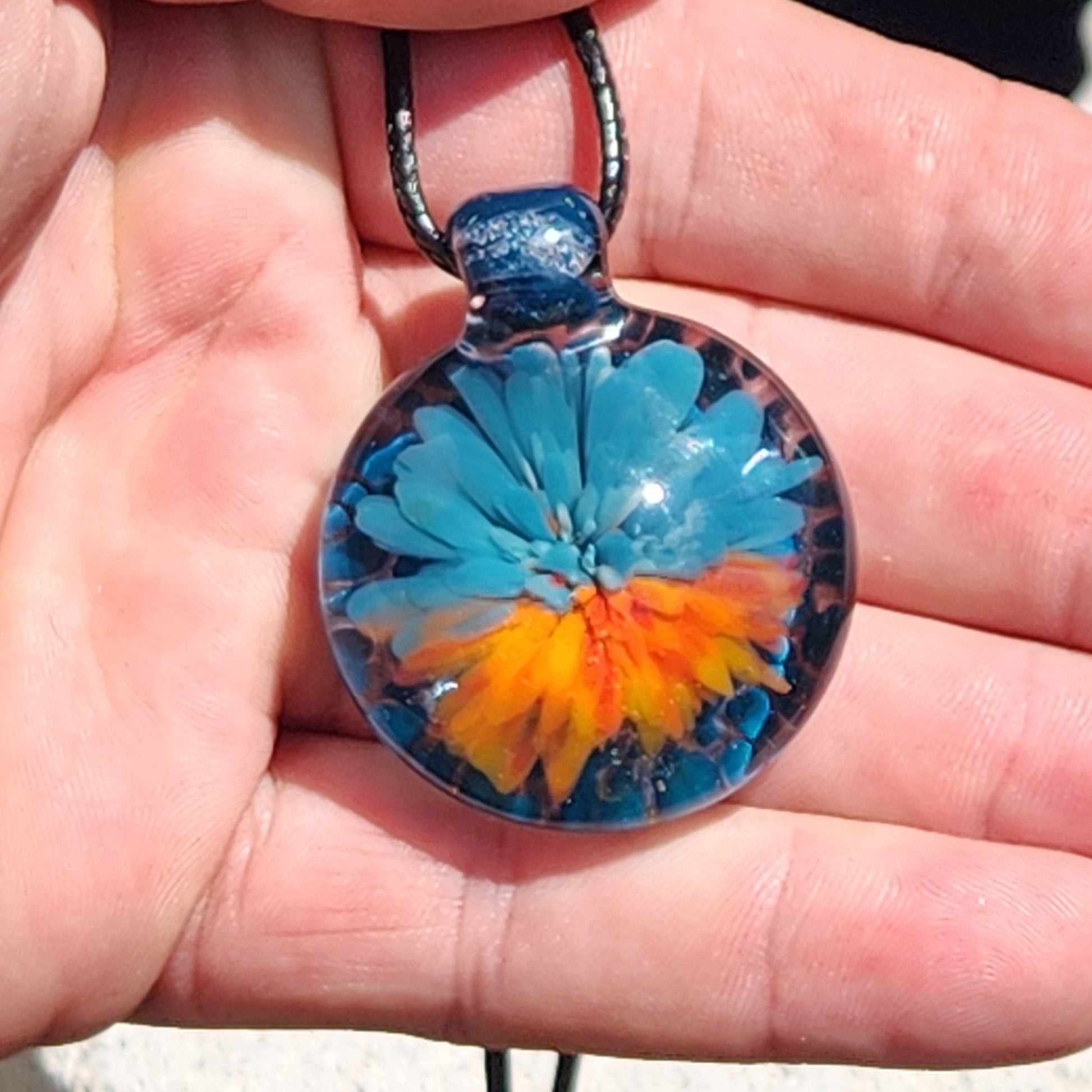 Sunset Swirl Blown Glass Pendant - The Storm at Sundown DragonFireGlass