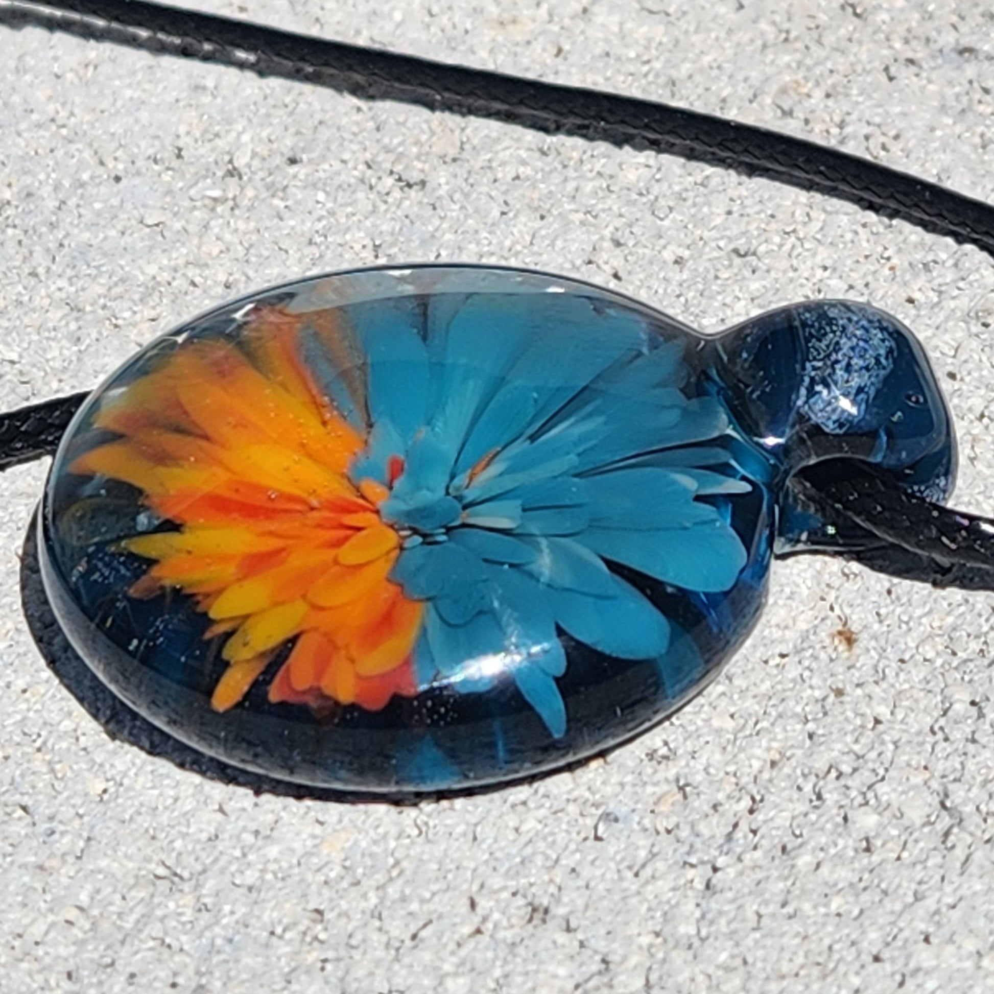 Sunset Swirl Blown Glass Pendant - The Storm at Sundown DragonFireGlass