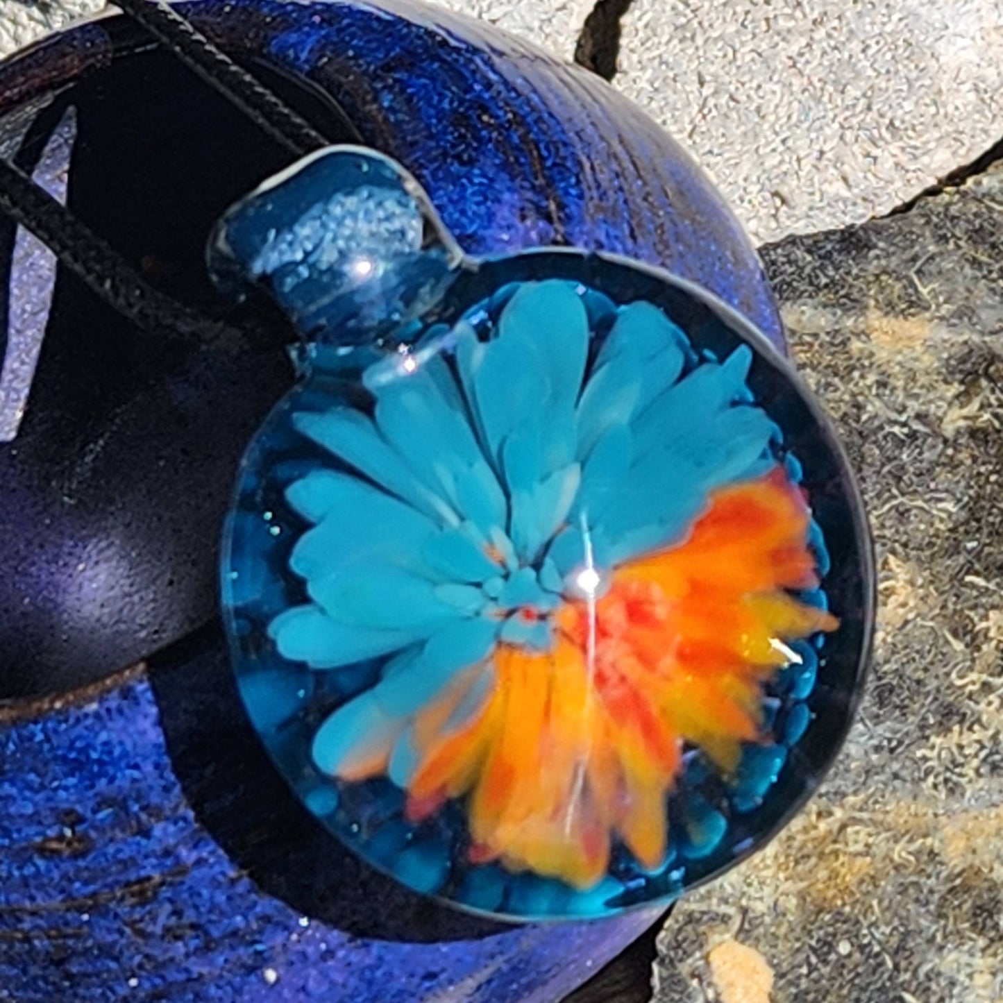 Sunset Swirl Blown Glass Pendant - The Storm at Sundown DragonFireGlass