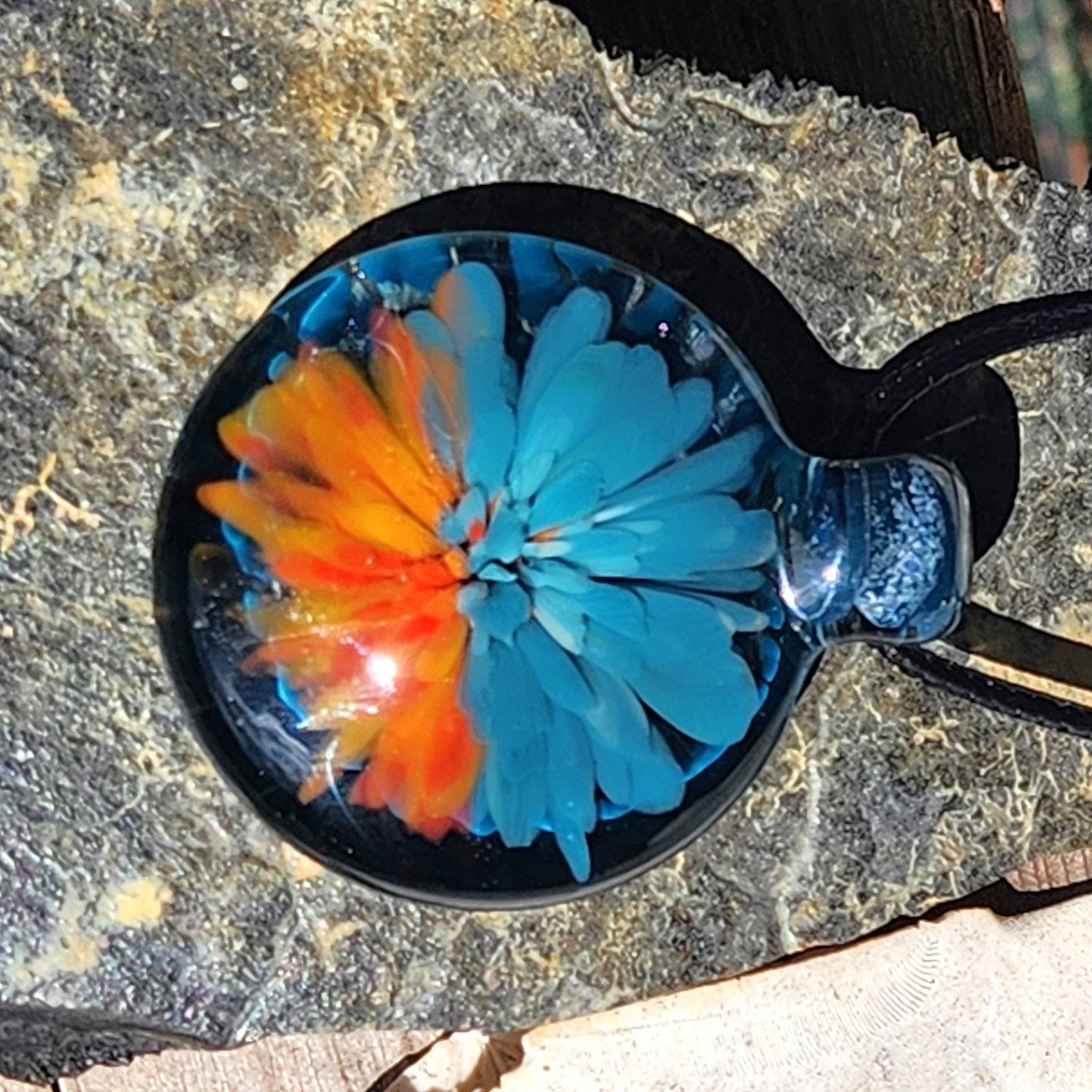 Sunset Swirl Blown Glass Pendant - The Storm at Sundown DragonFireGlass