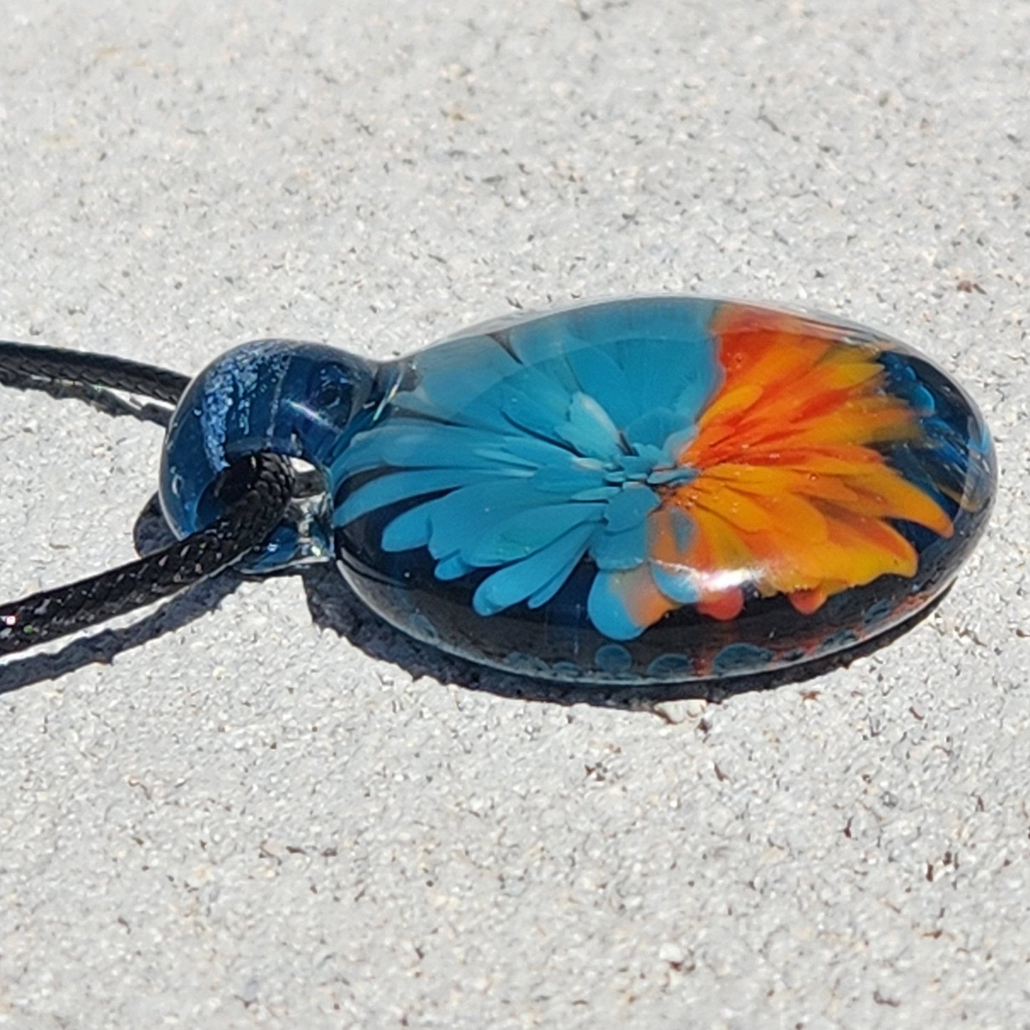 Sunset Swirl Blown Glass Pendant - The Storm at Sundown DragonFireGlass