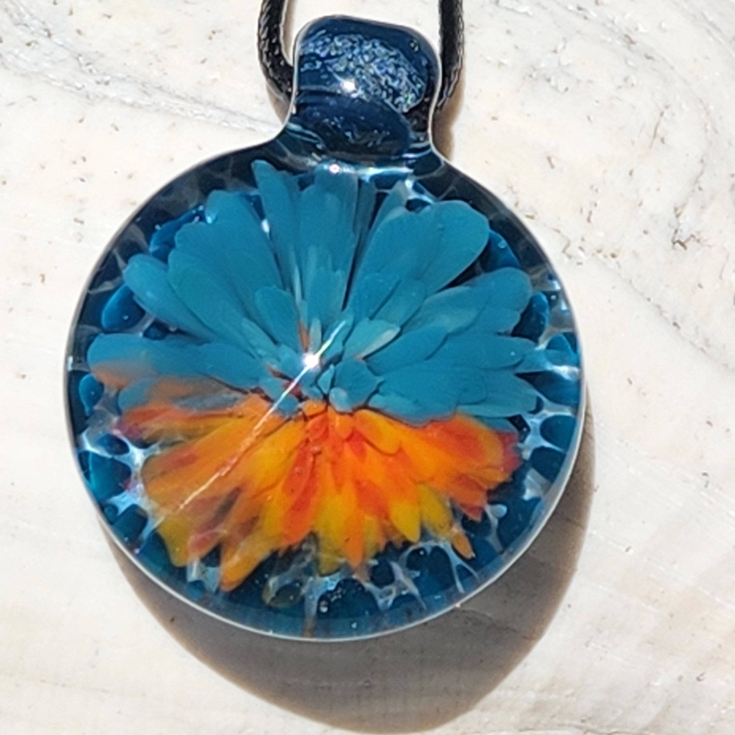 Sunset Swirl Blown Glass Pendant - The Storm at Sundown DragonFireGlass