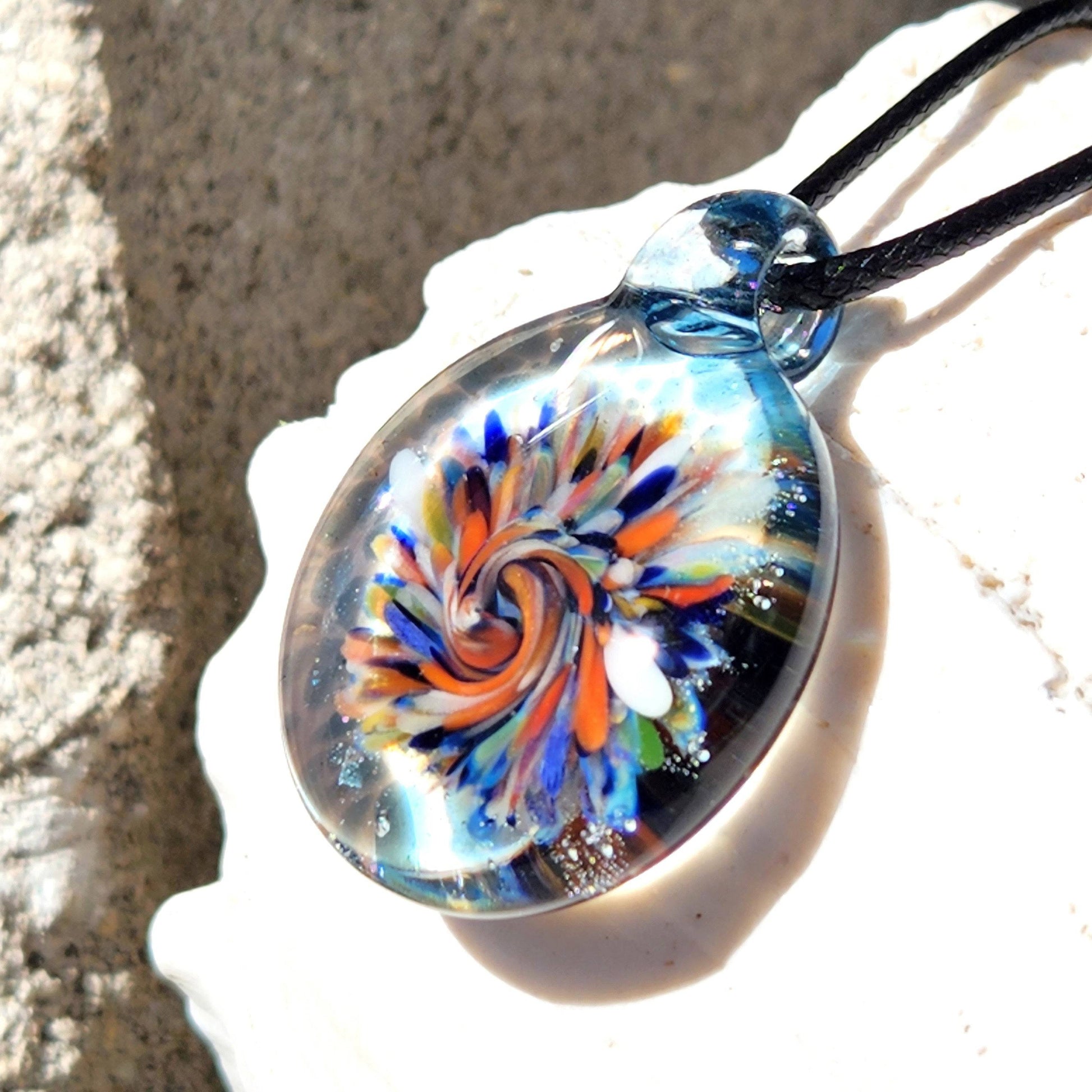 Trippy Heady Glass Pendant. Handmade Glass Necklace Jewelry DragonFireGlass