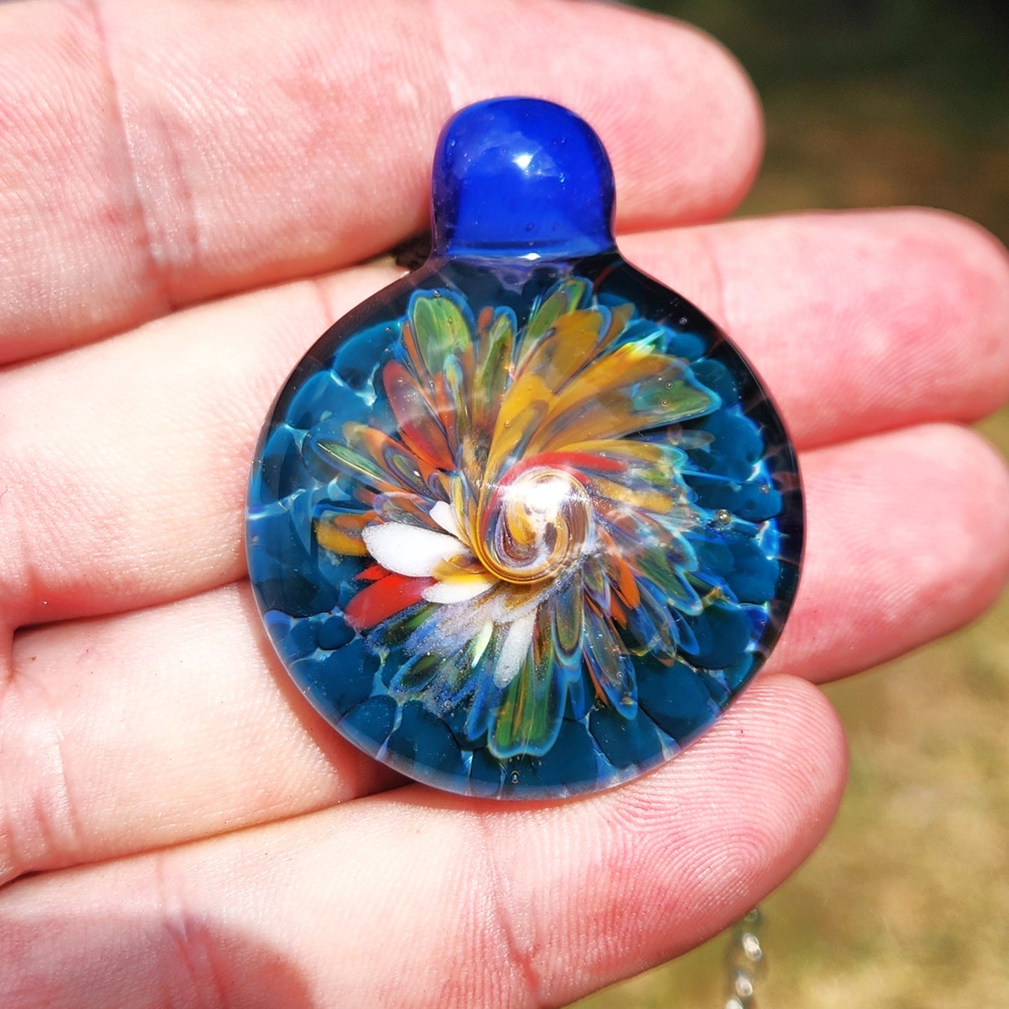 Twisted Flower glass pendant DragonFireGlass