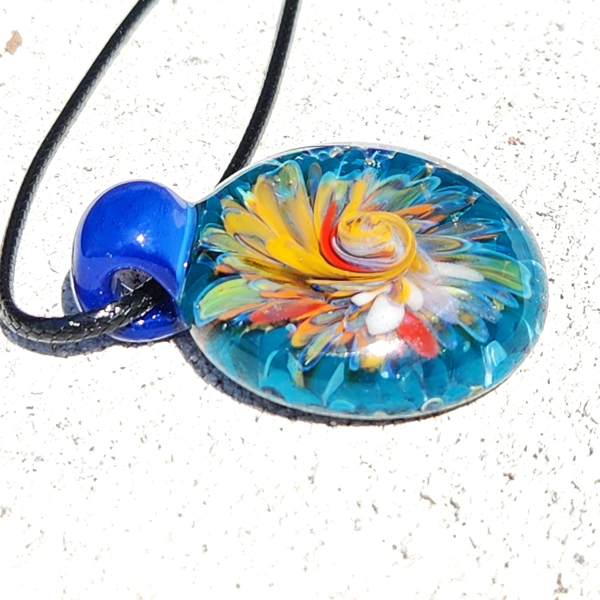 Twisted Flower glass pendant DragonFireGlass