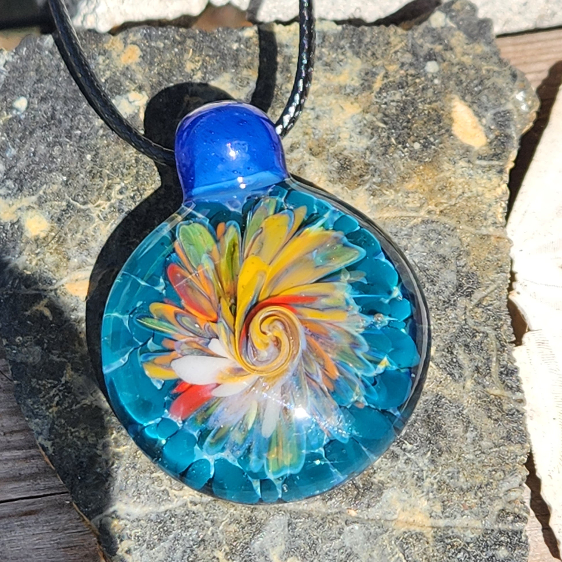 Twisted Flower glass pendant DragonFireGlass