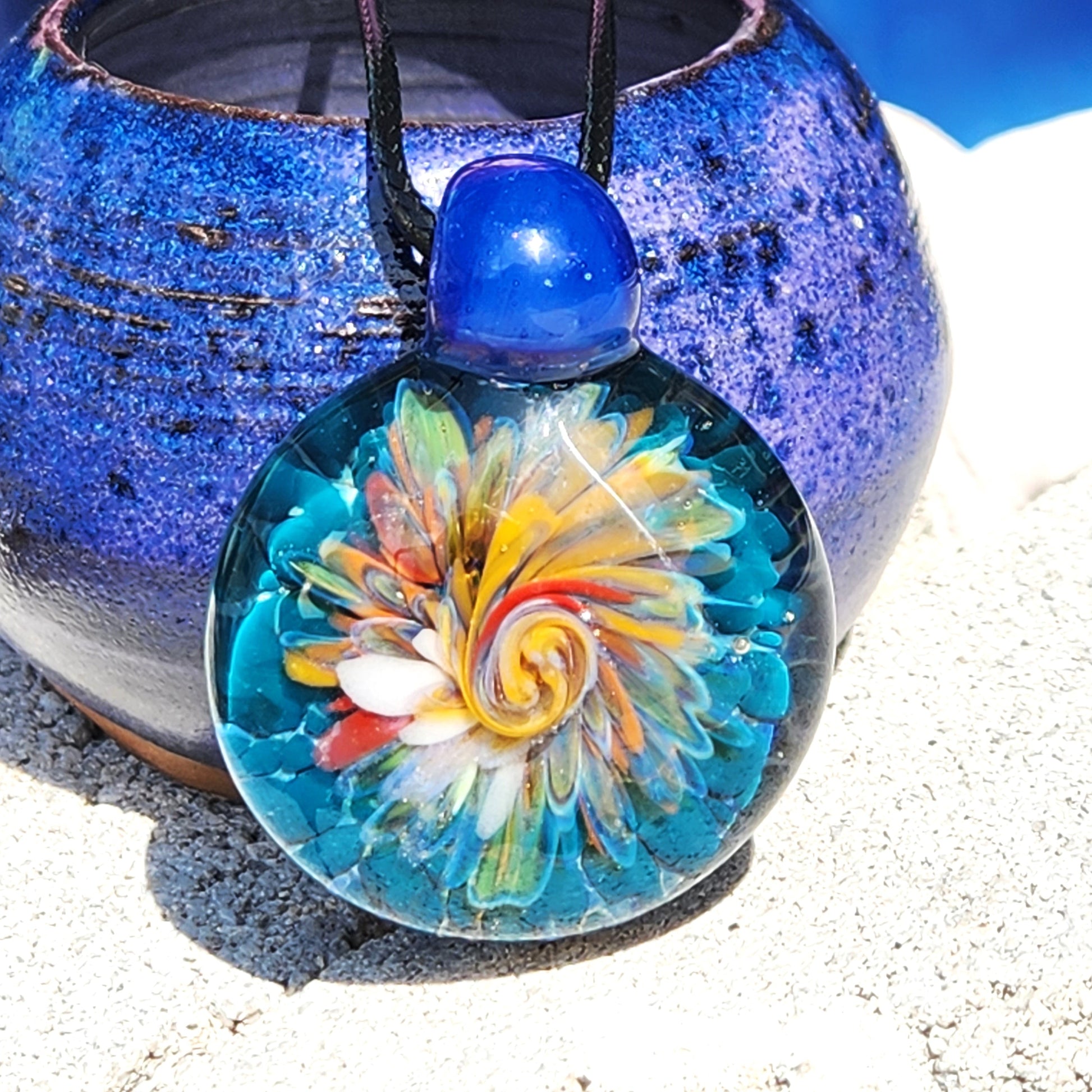 Twisted Flower glass pendant DragonFireGlass