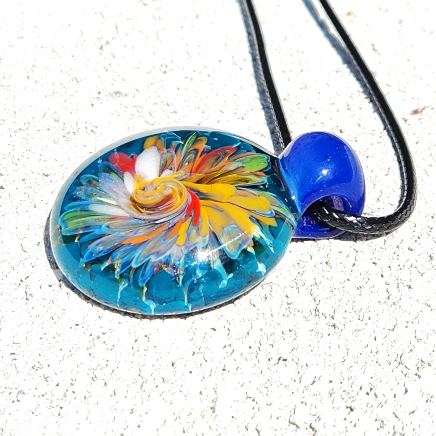 Twisted Flower glass pendant DragonFireGlass