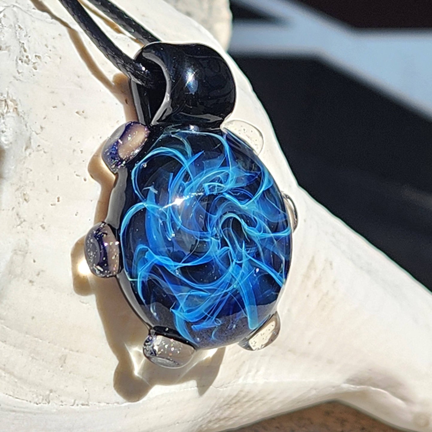 UV Glass Pendant Necklace, Galaxy Glass Pendant DragonFireGlass