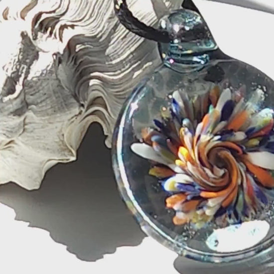 Trippy glass pendant. Heady glass. Glass pendant necklace jewelry, Gift for her. Gift for him. Splash